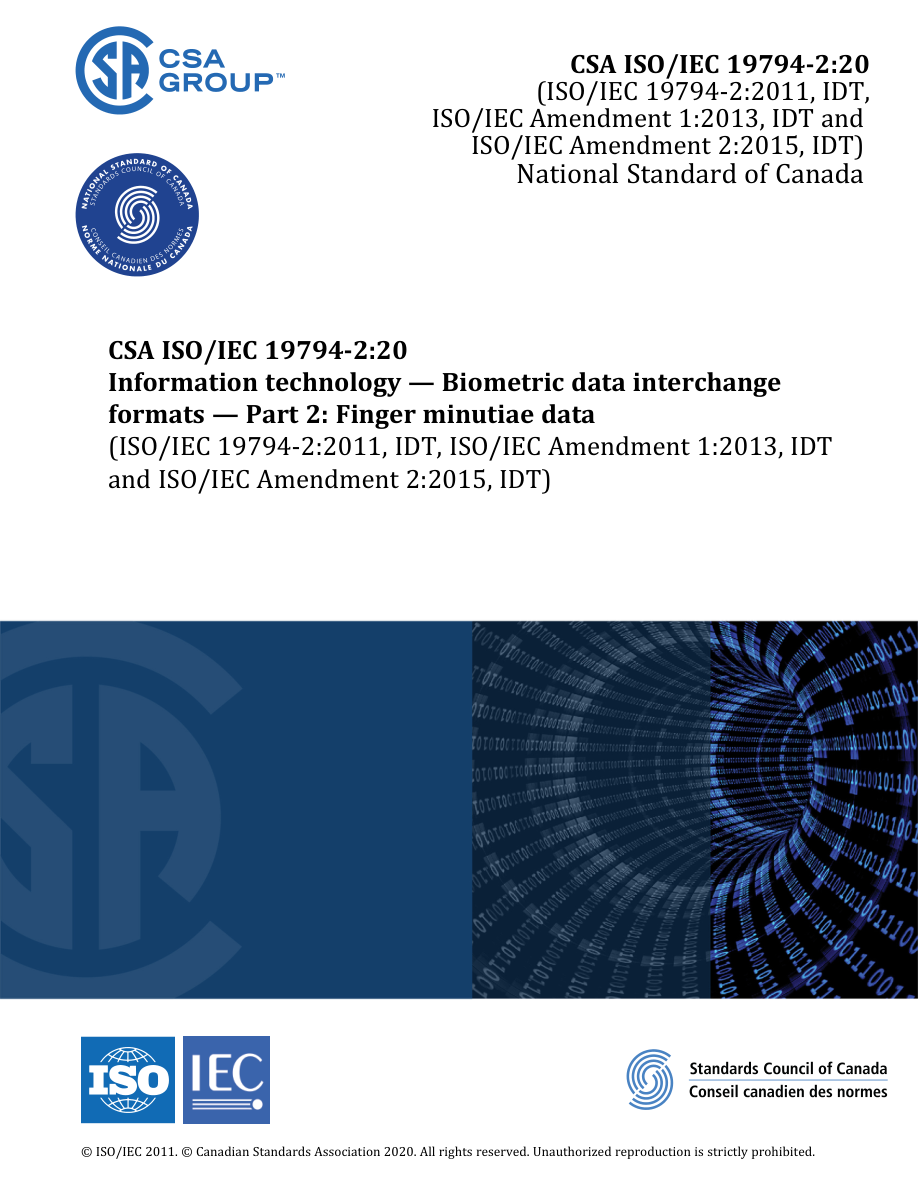 CSA ISO/IEC 19794-2:20 PDF Preview