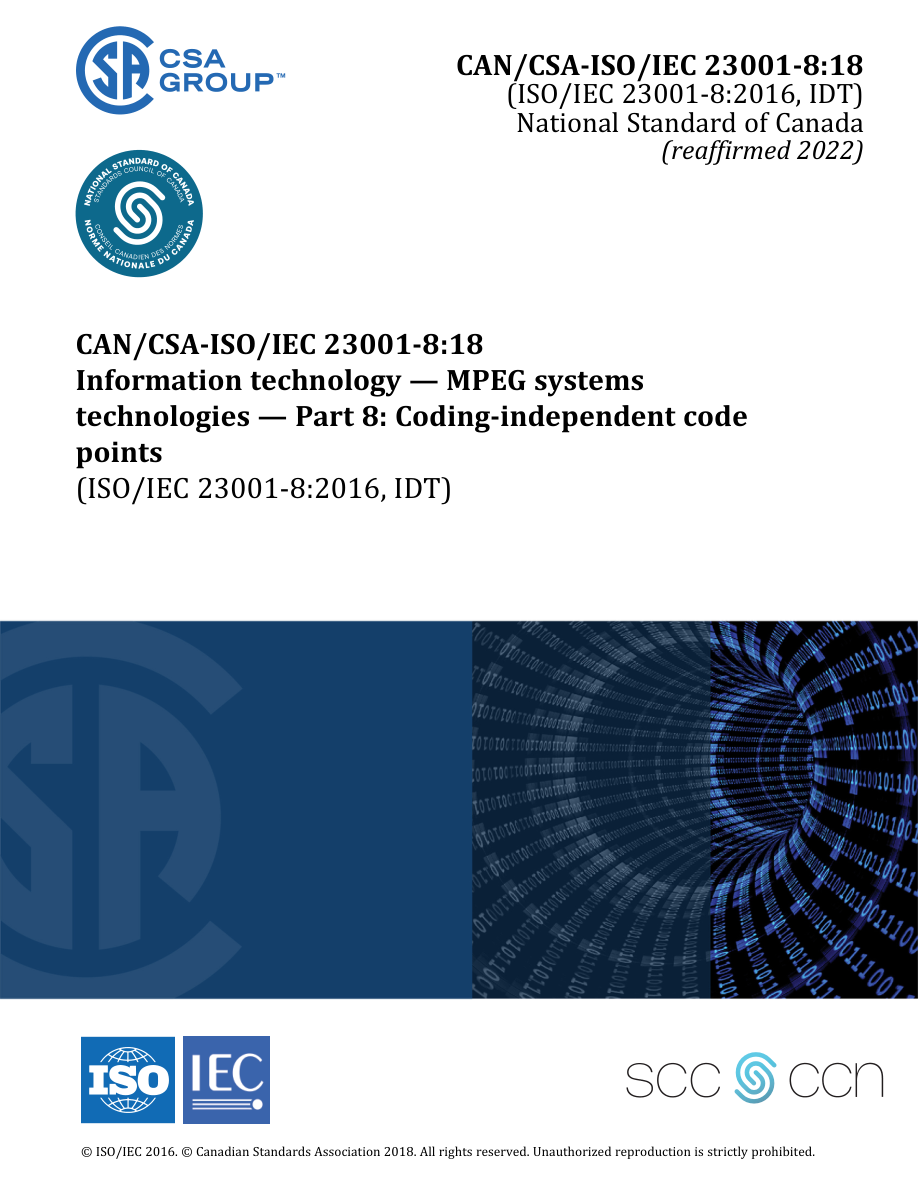 CSA CAN/CSA-ISO/IEC 23001-8:18 (R2022) PDF Preview