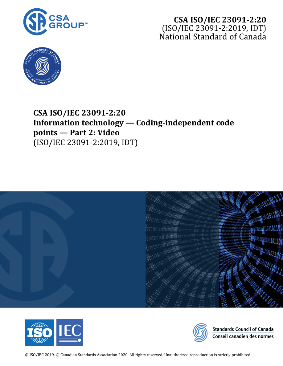 CSA ISO/IEC 23091-2:20 PDF Preview