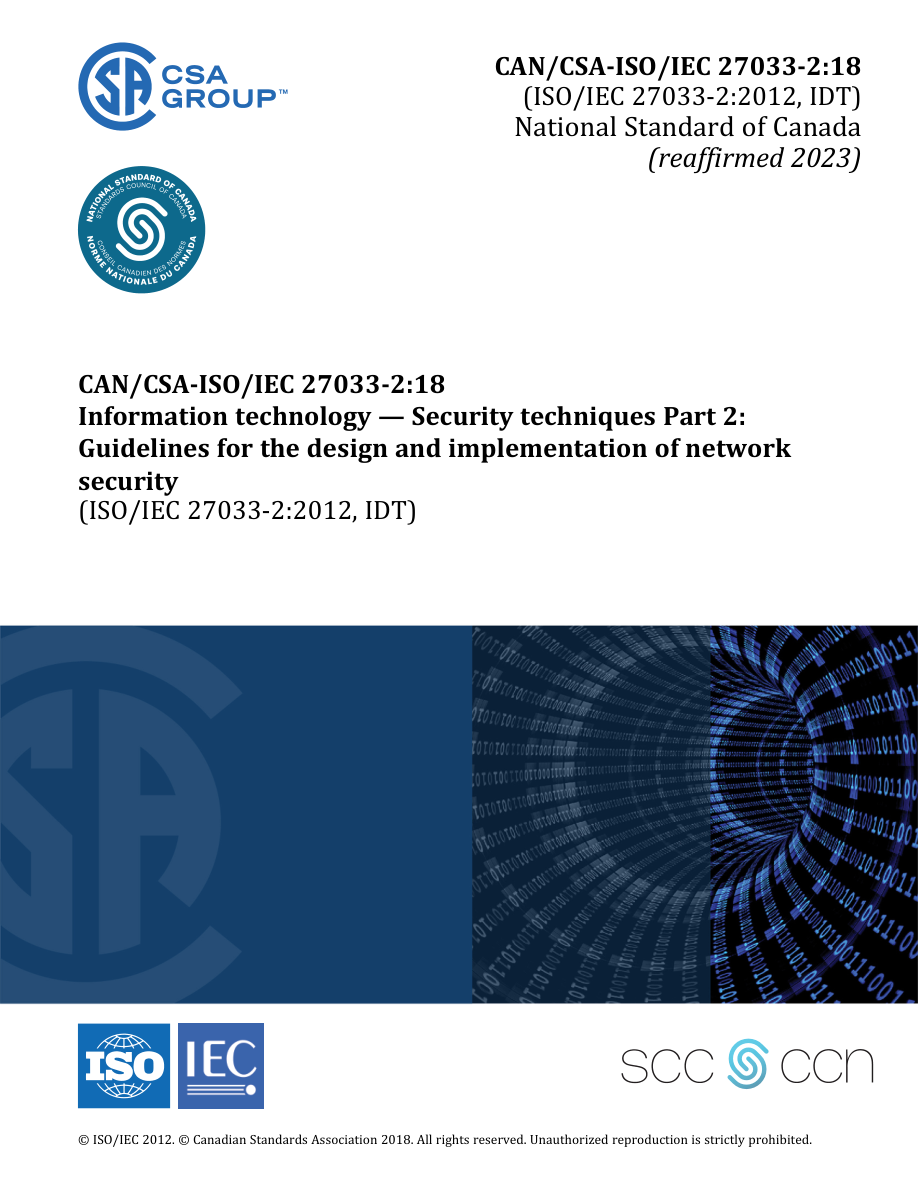 CSA CAN/CSA-ISO/IEC 27033-2:18 (R2023) PDF Preview