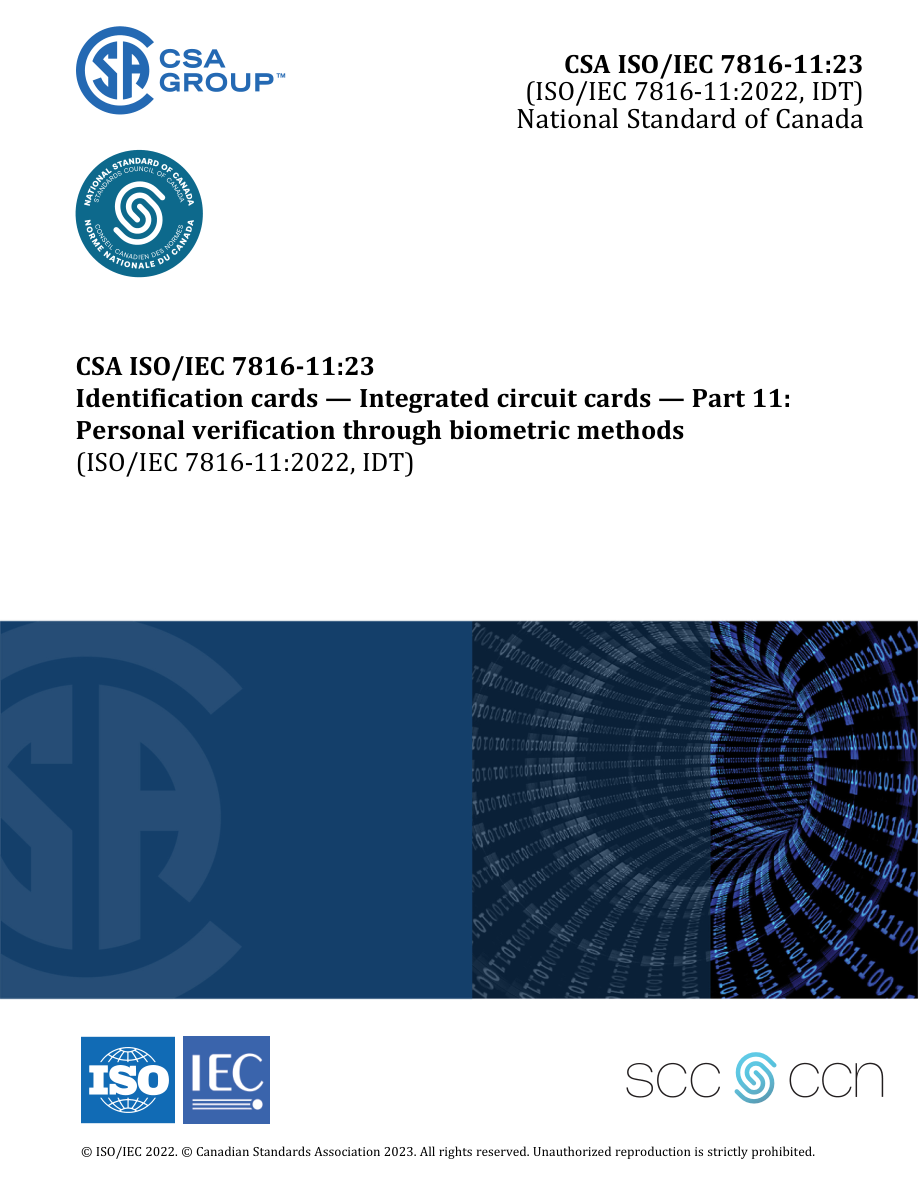 CSA ISO/IEC 7816-11:23 PDF Preview