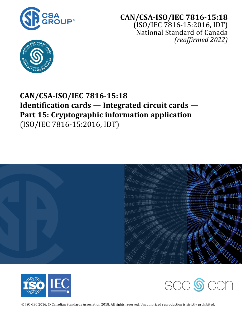 CSA CAN/CSA-ISO/IEC 7816-15:18 (R2022) PDF Preview
