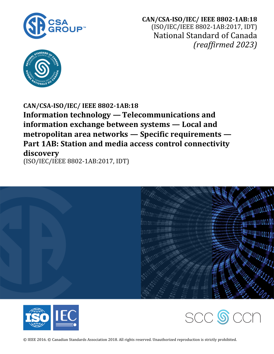 CSA CAN/CSA-ISO/IEC/IEEE 8802-1AB:18 (R2023) PDF Preview