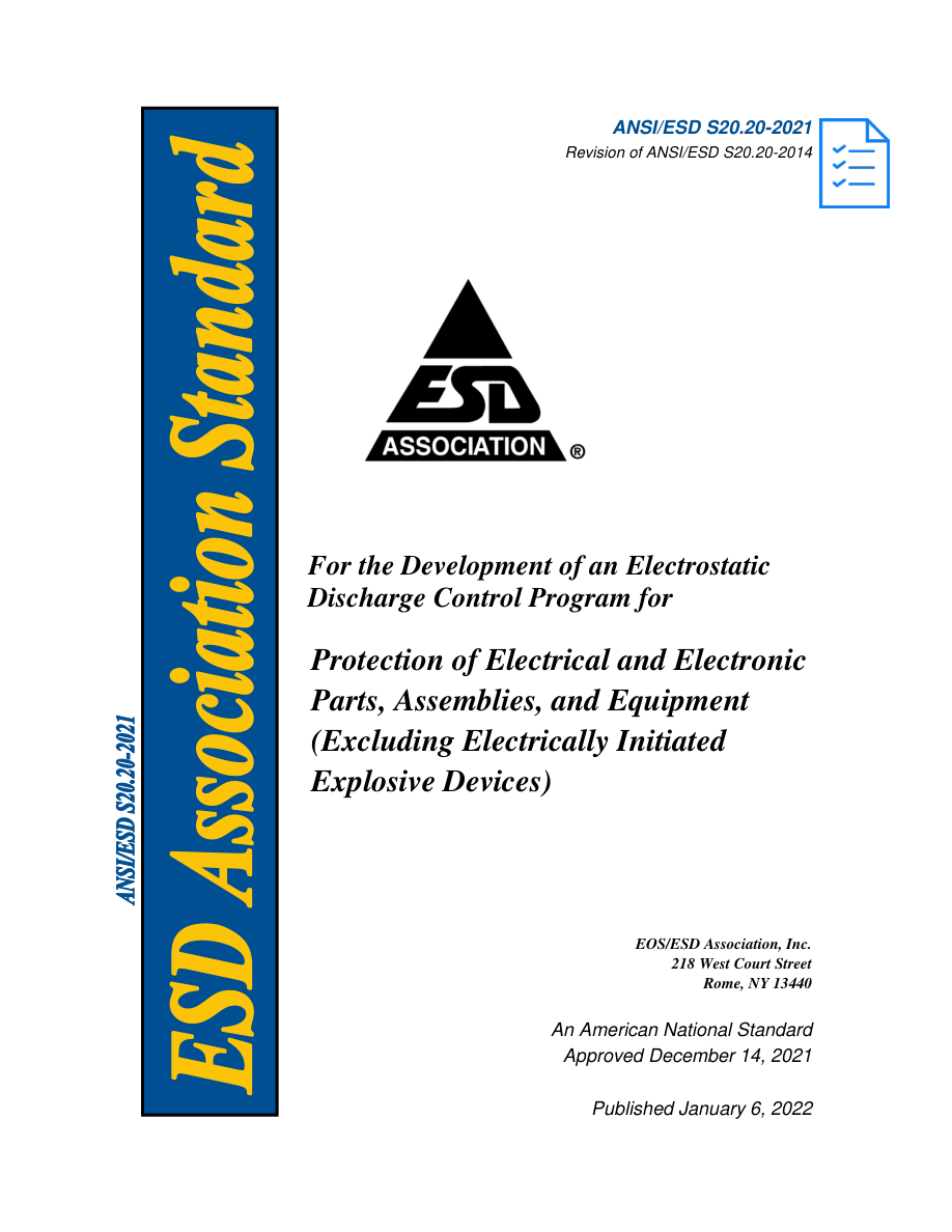 ESDA ANSI/ESD S20.20-2021 PDF Preview