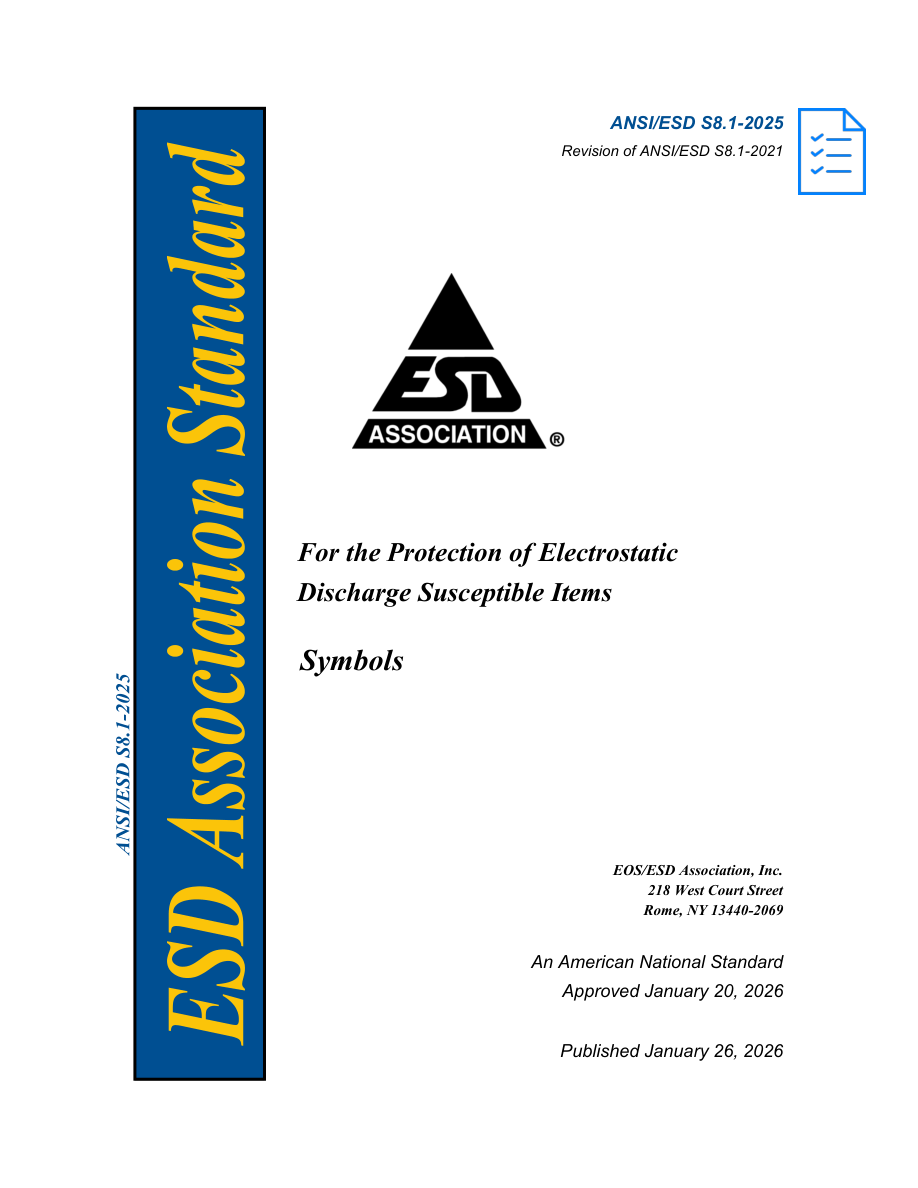 ESDA ANSI/ESD S8.1-2025 PDF Preview