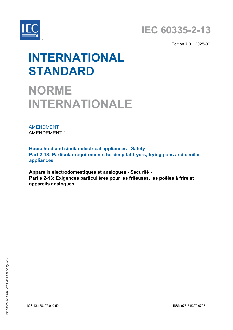 IEC 60335-2-13 Amd.1 Ed. 7.0 b:2025 PDF Preview