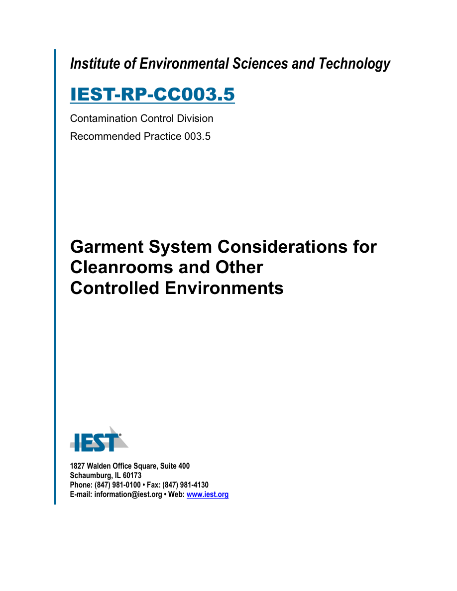 IEST RP-CC003.5 PDF Preview