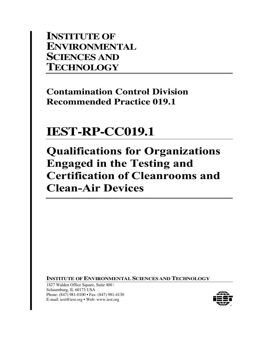 IEST RP-CC019.1 PDF Preview