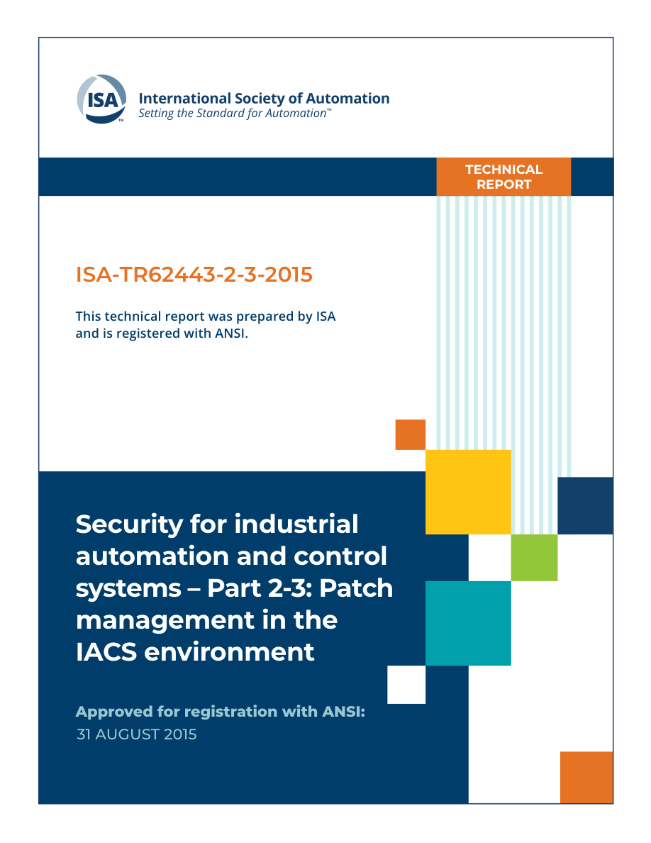 ISA TR62443-2-3-2015 PDF Preview