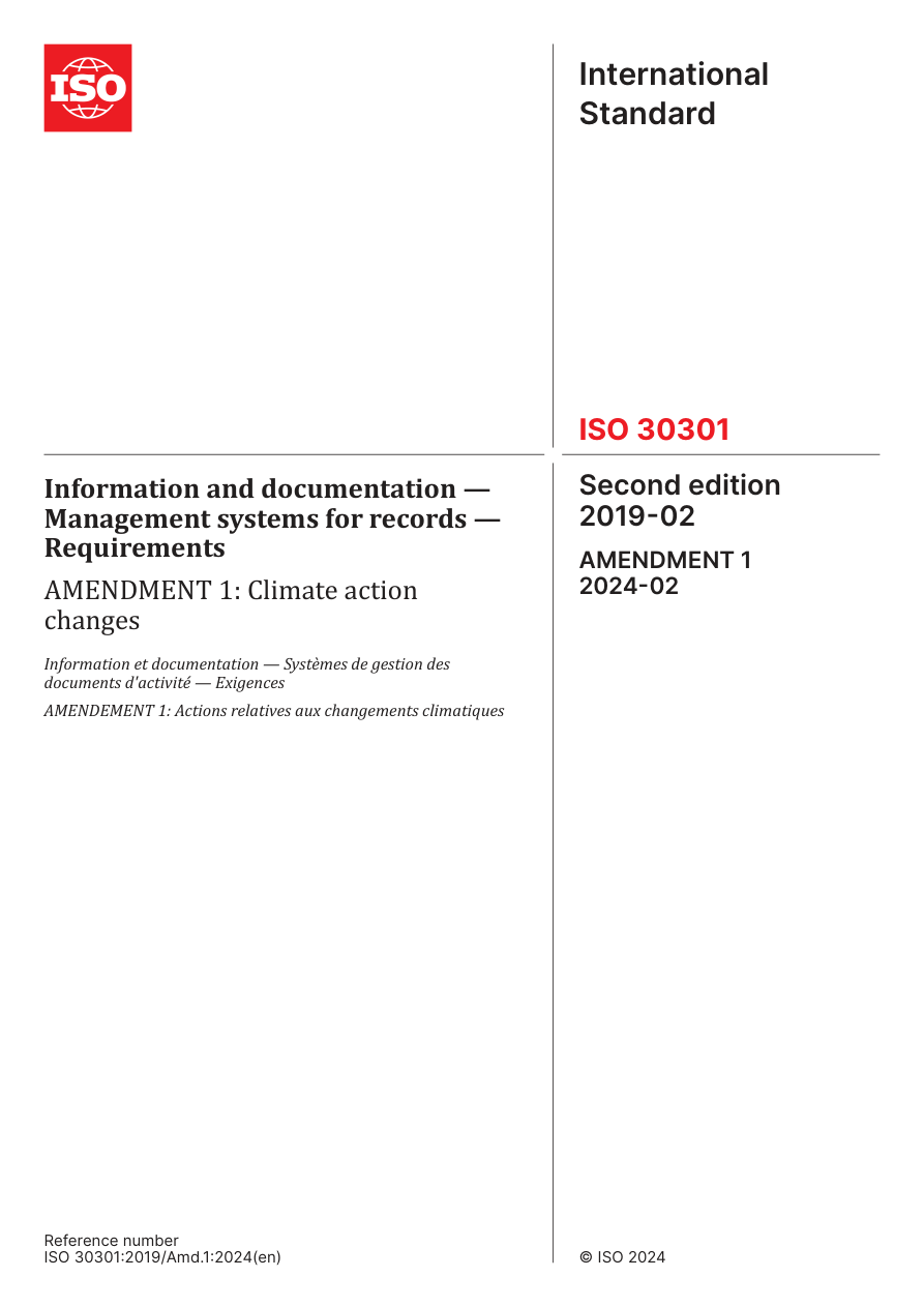 ISO 30301:2019/Amd1:2024 PDF Preview