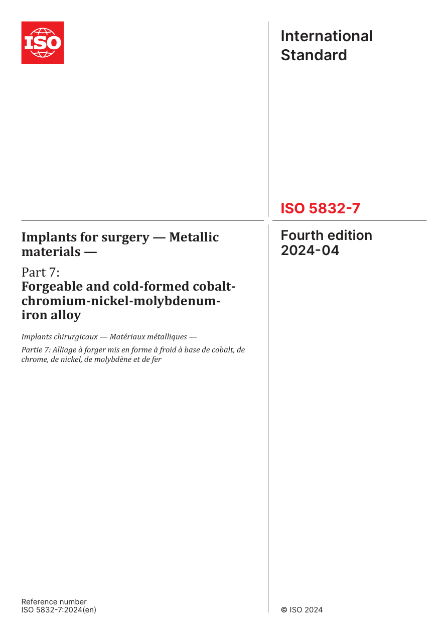 ISO 5832-7:2024 PDF Preview