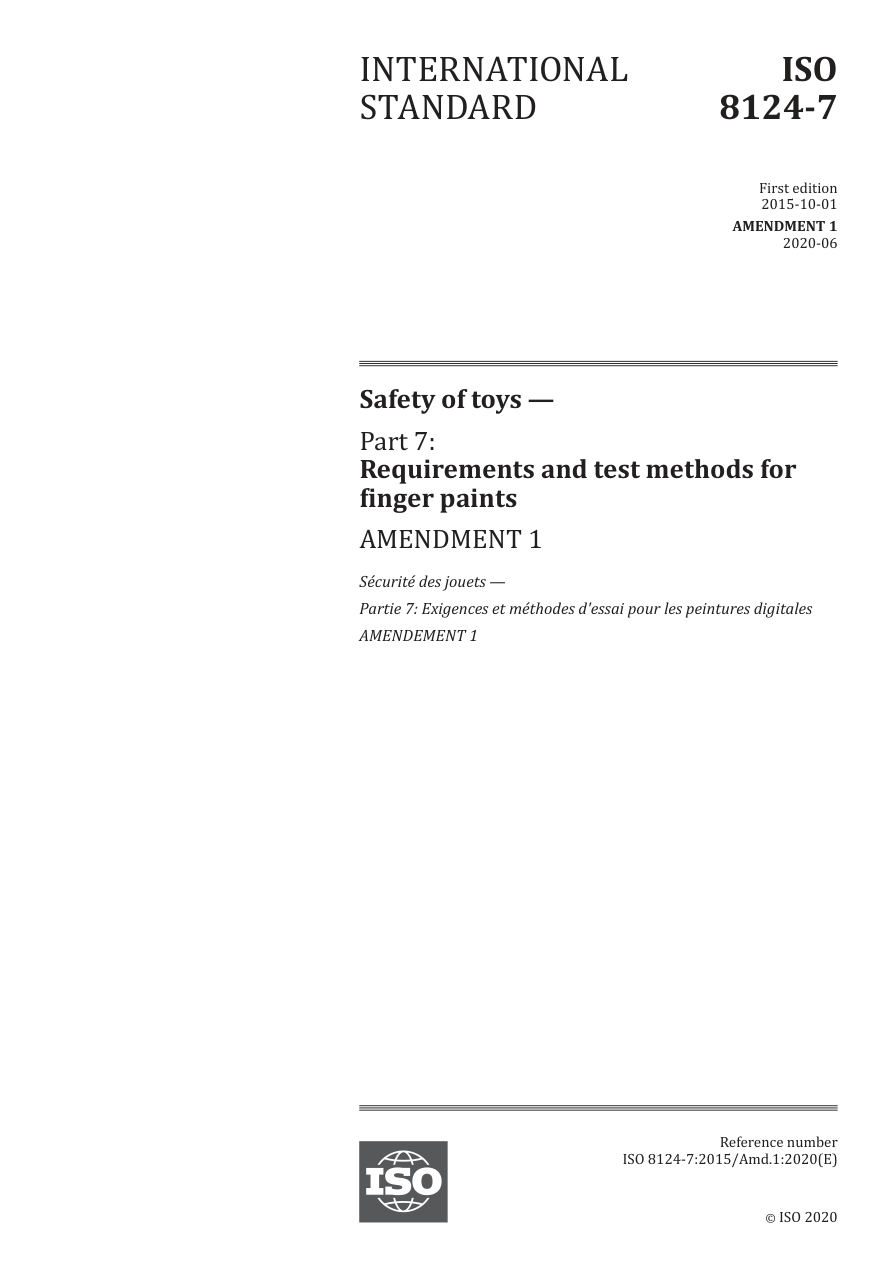 ISO 8124-7:2015/Amd1:2020 PDF Preview