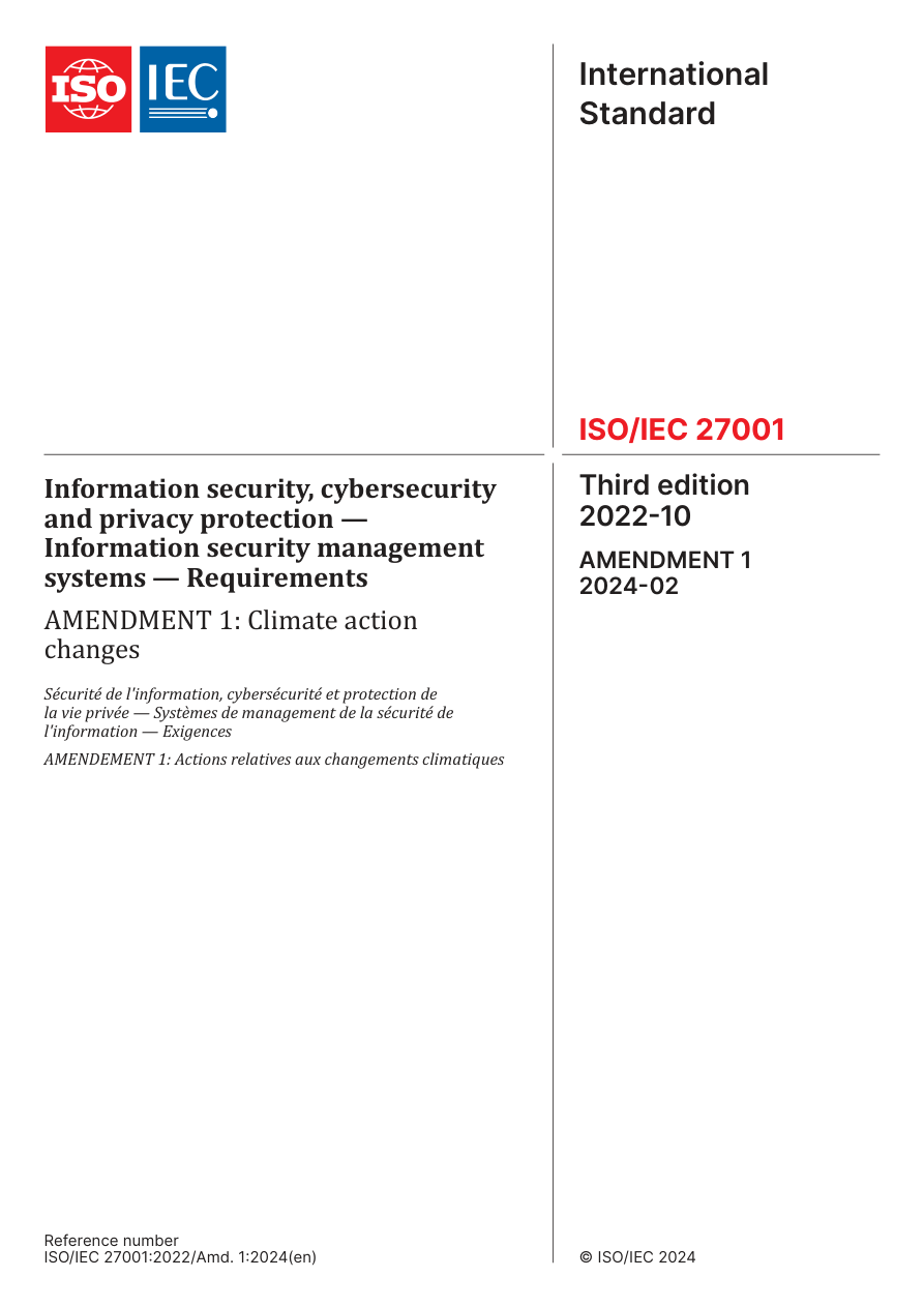 ISO/IEC 27001:2022/Amd1:2024 PDF Preview