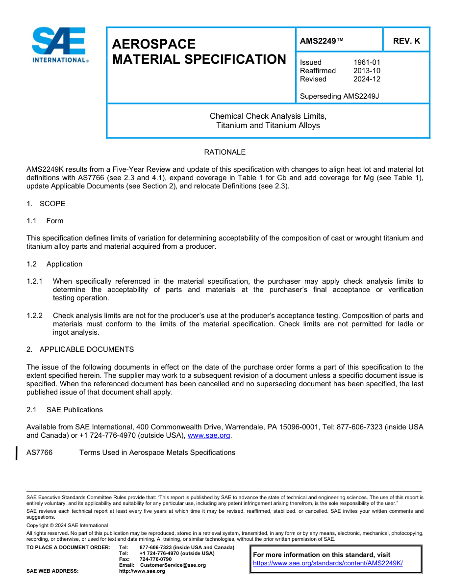 SAE AMS2249 Rev K PDF Preview