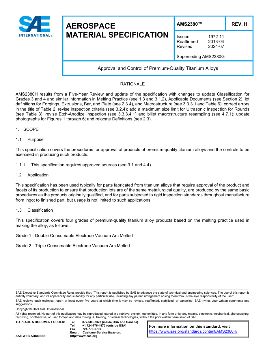 SAE AMS2380 Rev H PDF Preview