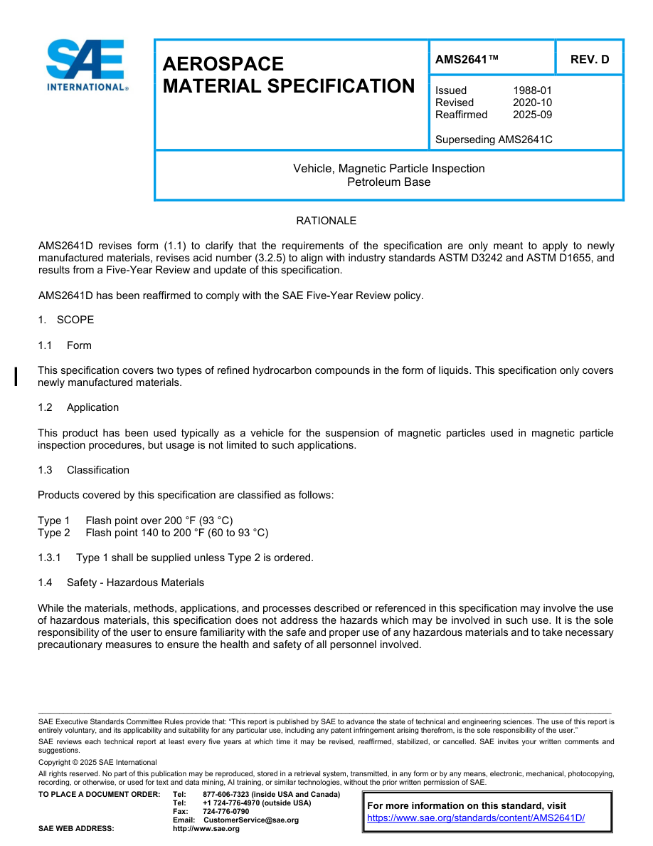 SAE AMS2641 Rev D PDF Preview