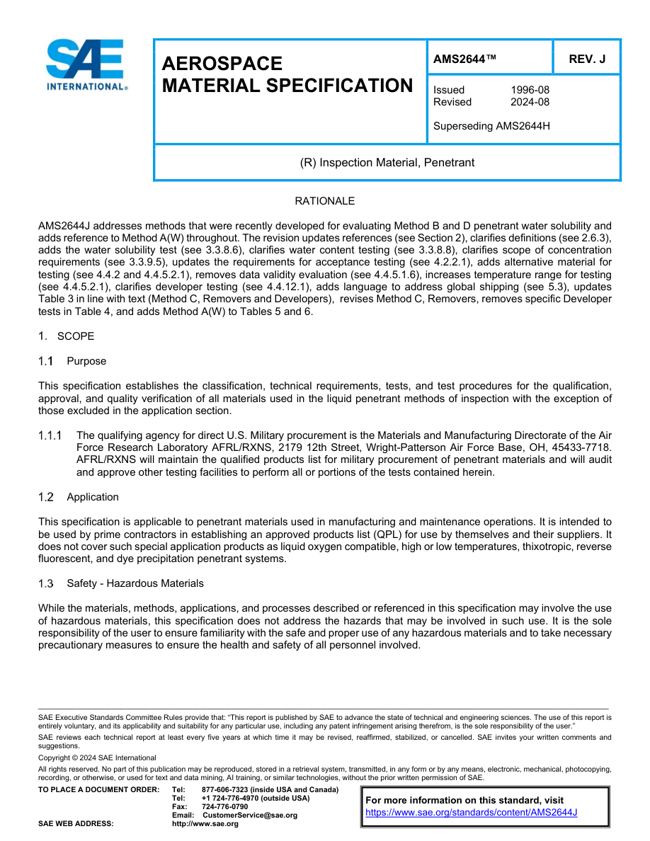 SAE AMS2644 Rev J PDF Preview