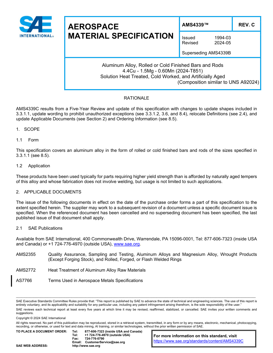 SAE AMS4339 Rev C PDF Preview