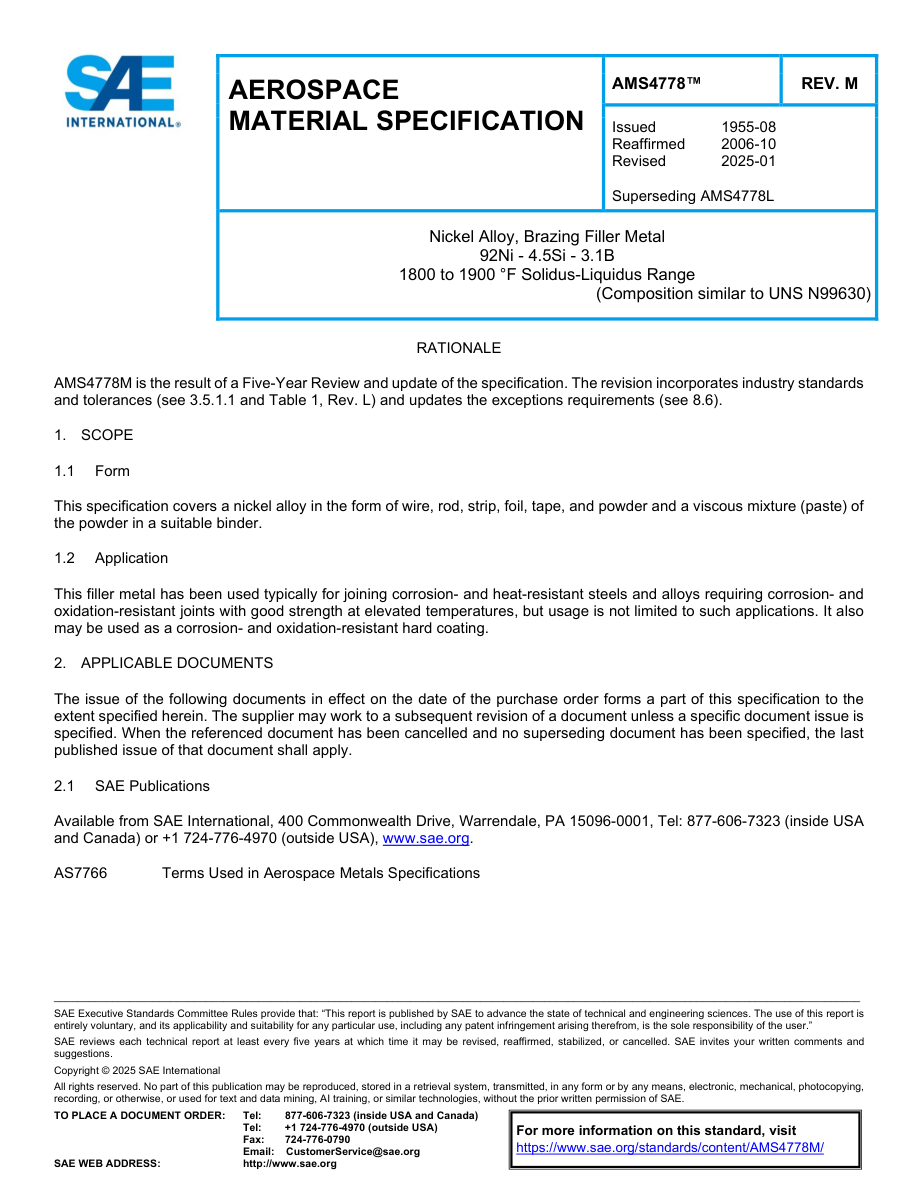 SAE AMS4778 Rev M PDF Preview