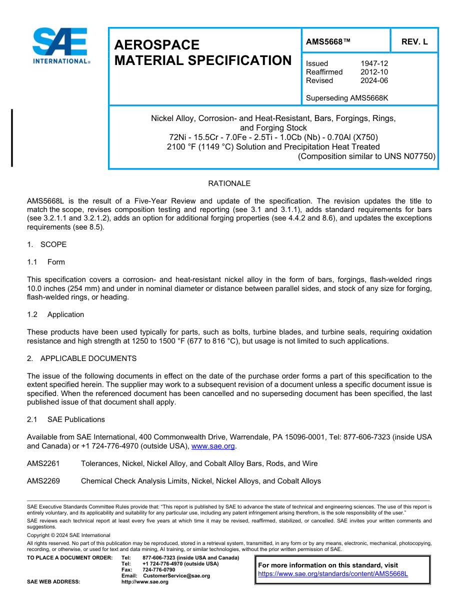 SAE AMS5668 Rev L PDF Preview