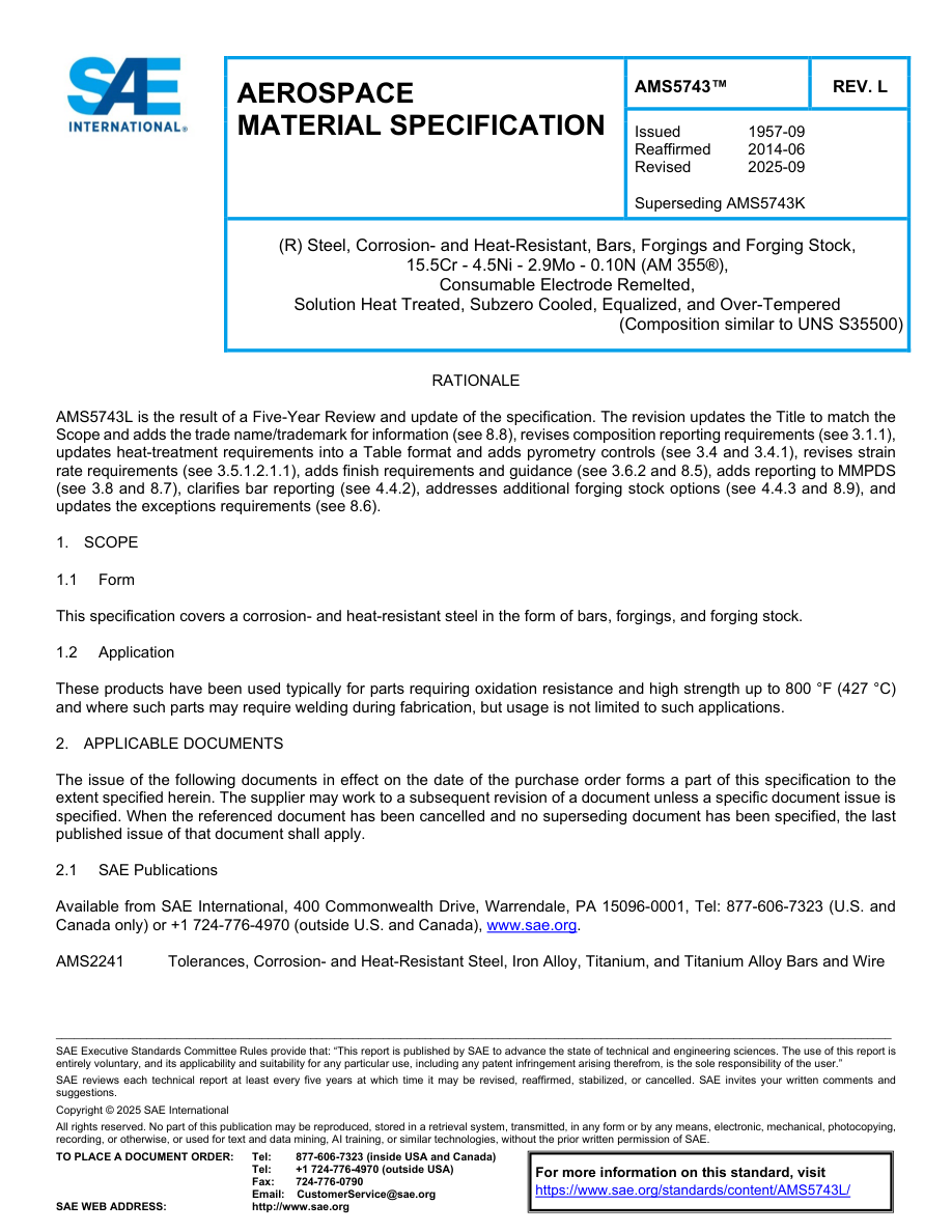 SAE AMS5743 Rev L PDF Preview