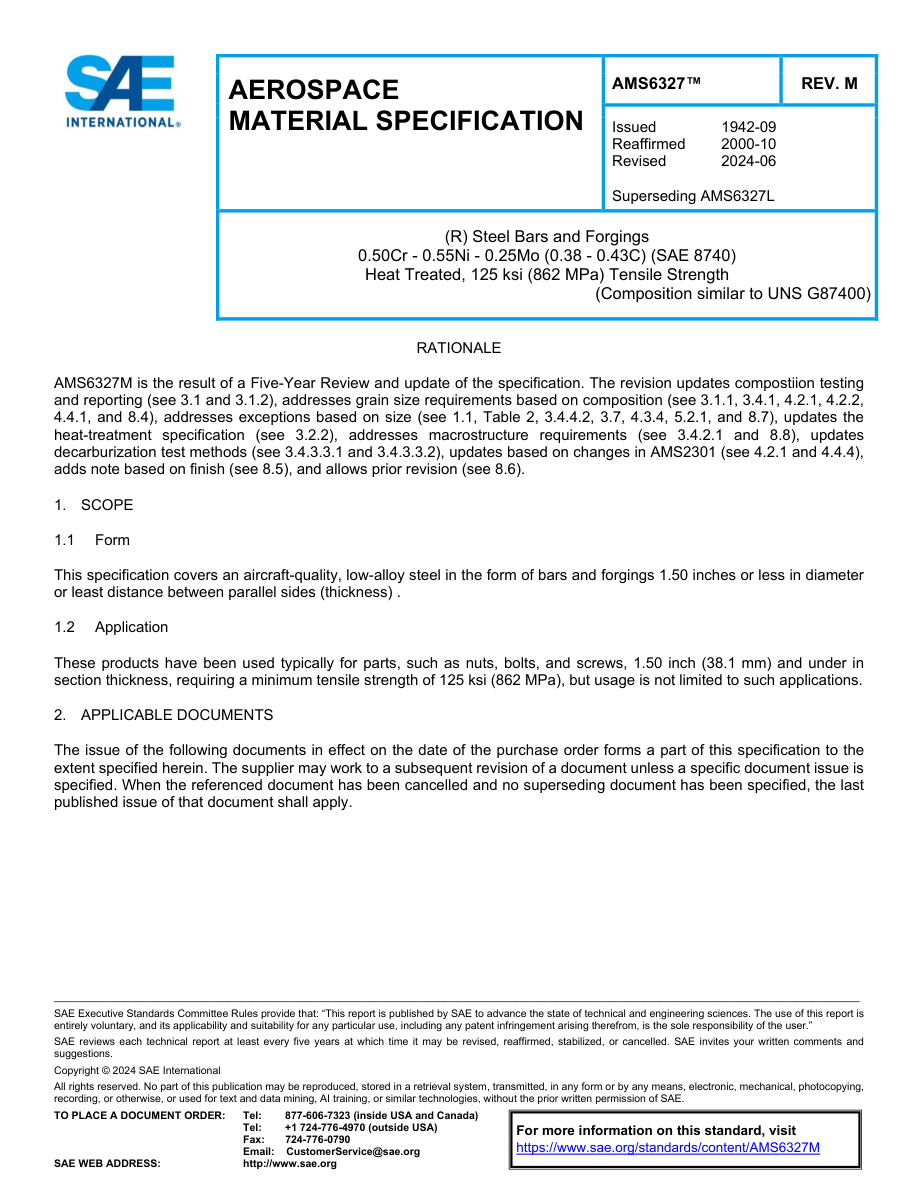SAE AMS6327 Rev M PDF Preview