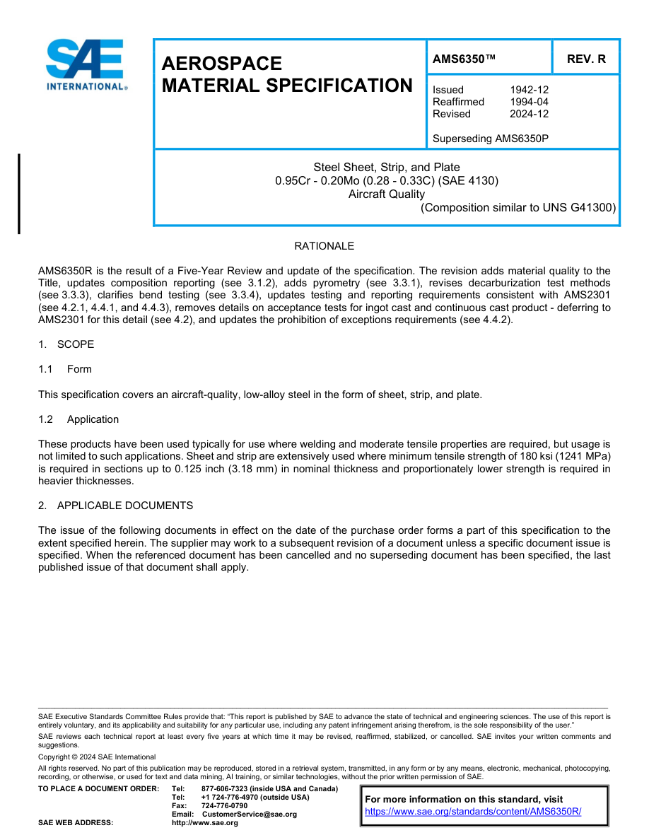 SAE AMS6350 Rev R PDF Preview