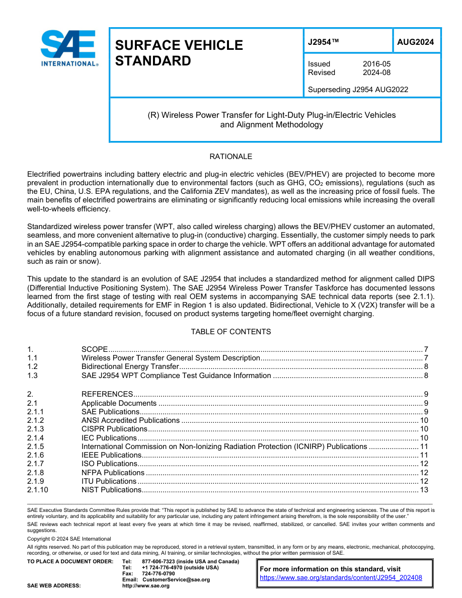 SAE J2954 (AUG2024) PDF Preview